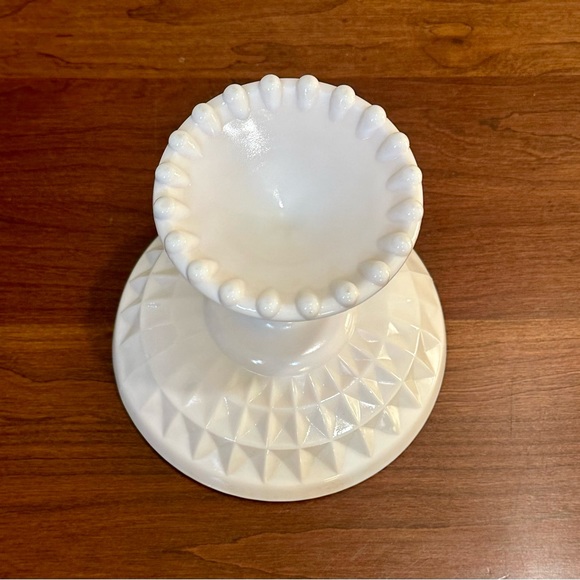 🌟2xHP🌟VTG 1950s Jeanette Windsor Pattern Pink Milk Glass Pedestal Compote Dish - Picture 5 of 5